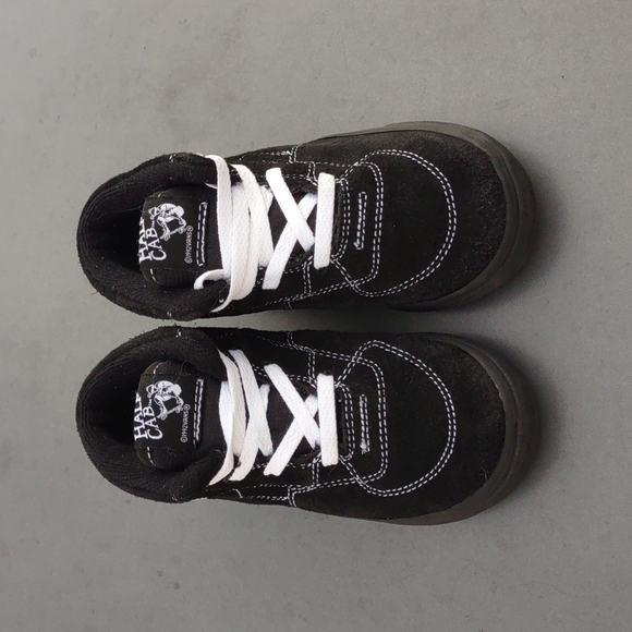 VANS HALF CAB BLACK/WHITE STITCH (TC6D) KIDS PROFESSIONAL SKATE BOARD SHOE - Picture 4 of 17